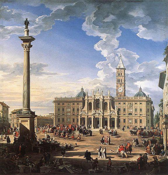 Giovanni Paolo Pannini Rome, The Piazza and Church of Santa Maria Maggiore Norge oil painting art